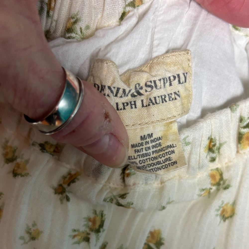 Ralph Lauren Cream Floral Tiered prairie Maxi Skirt with Crochet Hem - Picture 3 of 7